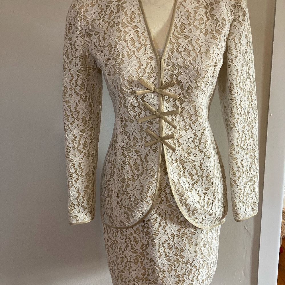 Pilar Rossi cream lace wedding outfit